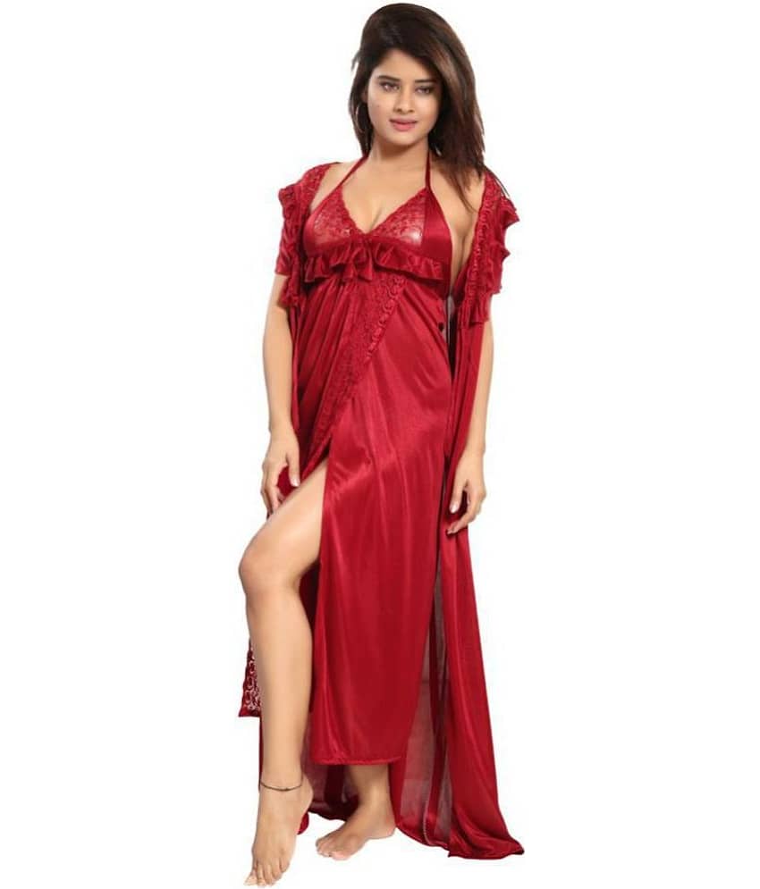 Reposey Satin Nighty & Night Gowns - Maroon