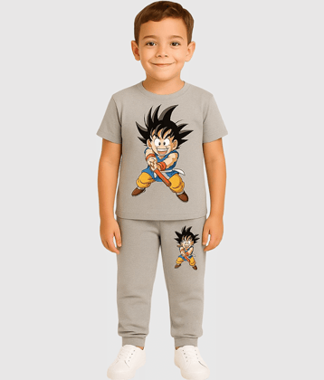 Paryag Pack of 1 Boys Cotton Blend T-Shirt & Trackpants Set ( Grey )