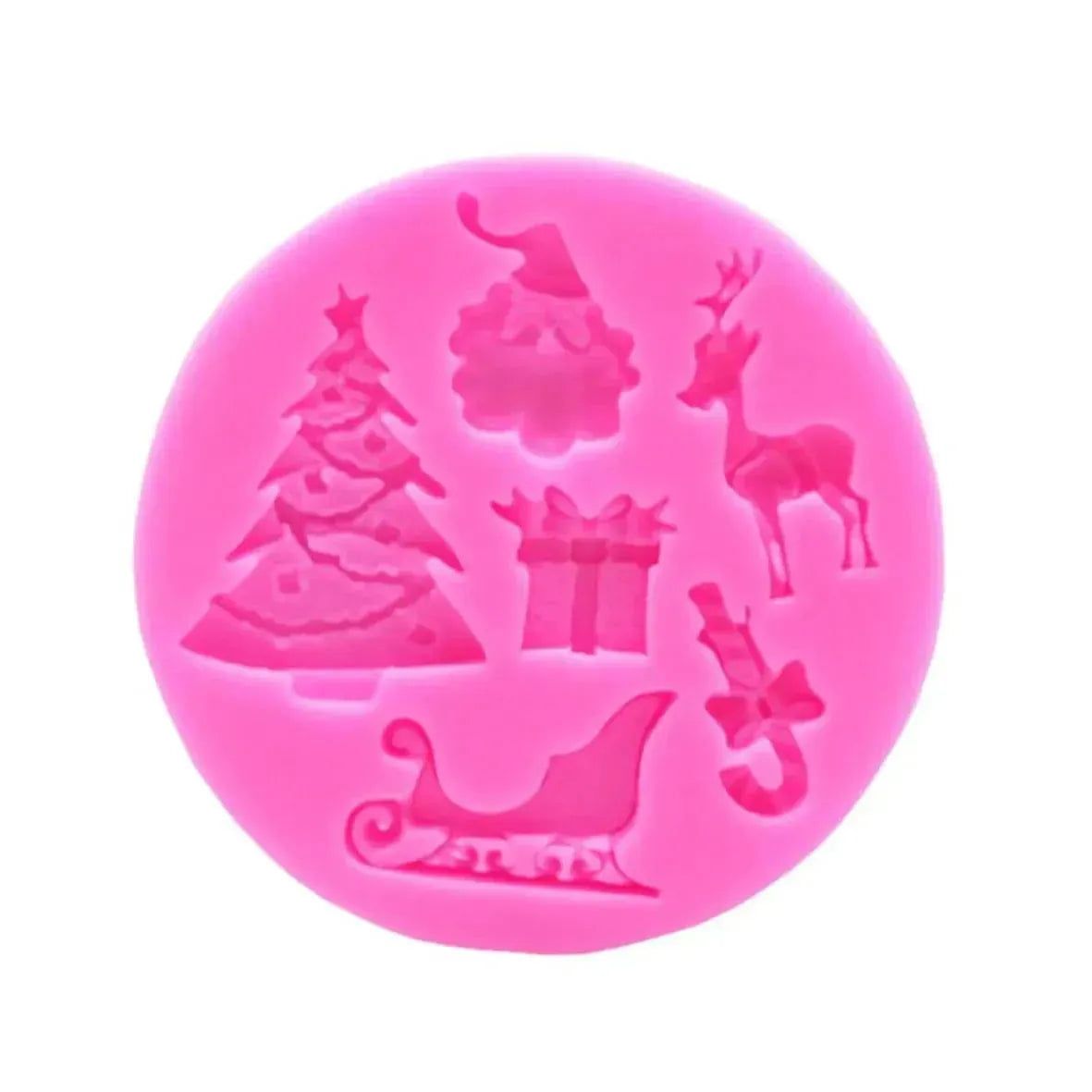 Christmas Tree Santa Claus Gift Box Candy Sleigh Reindeer Christmas Themed 1 Silicone Fondant Gum Paste Mould