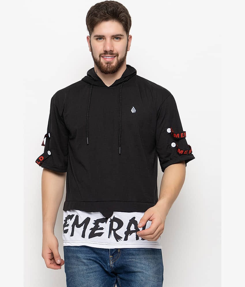 ZEBULUN Pack of 1 Cotton Blend Regular Fit Men's T-Shirt ( Black )