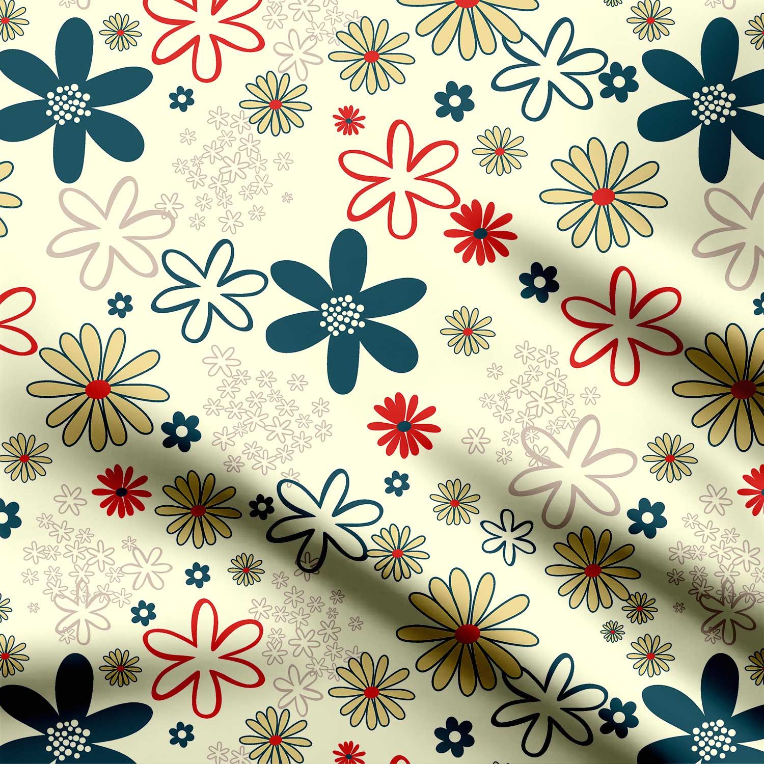 Retro Floral Pattern 001 Print Fabric-Pashmina