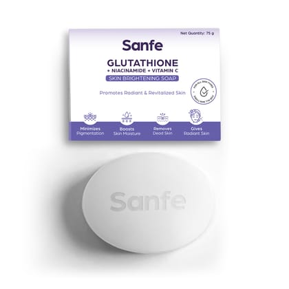 Sanfe Glutathione+Niacinamide+Vitamin C Brightening Soap, Hydrating, Minimizes pigmentation, Removes Dead Skin, Skin whitening soap for women and men, Tan Removal Hyperpigmentation & Glow 75gm