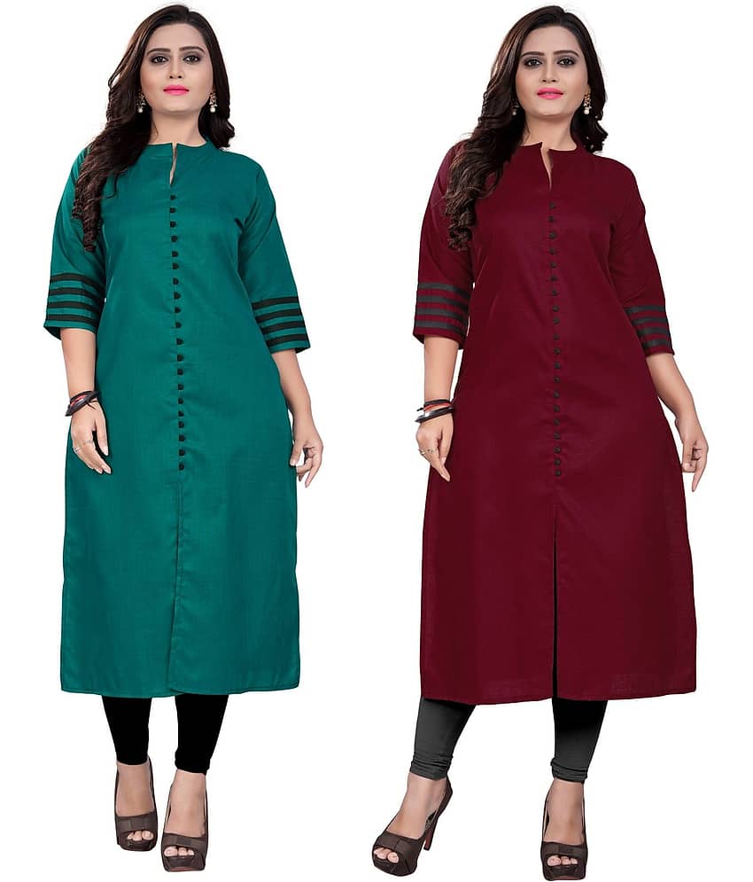 Shagun Multicolor Cotton Front Slit Kurti