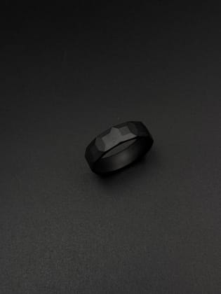 Mosaic Matt Finish Black Ceramic Ring-9