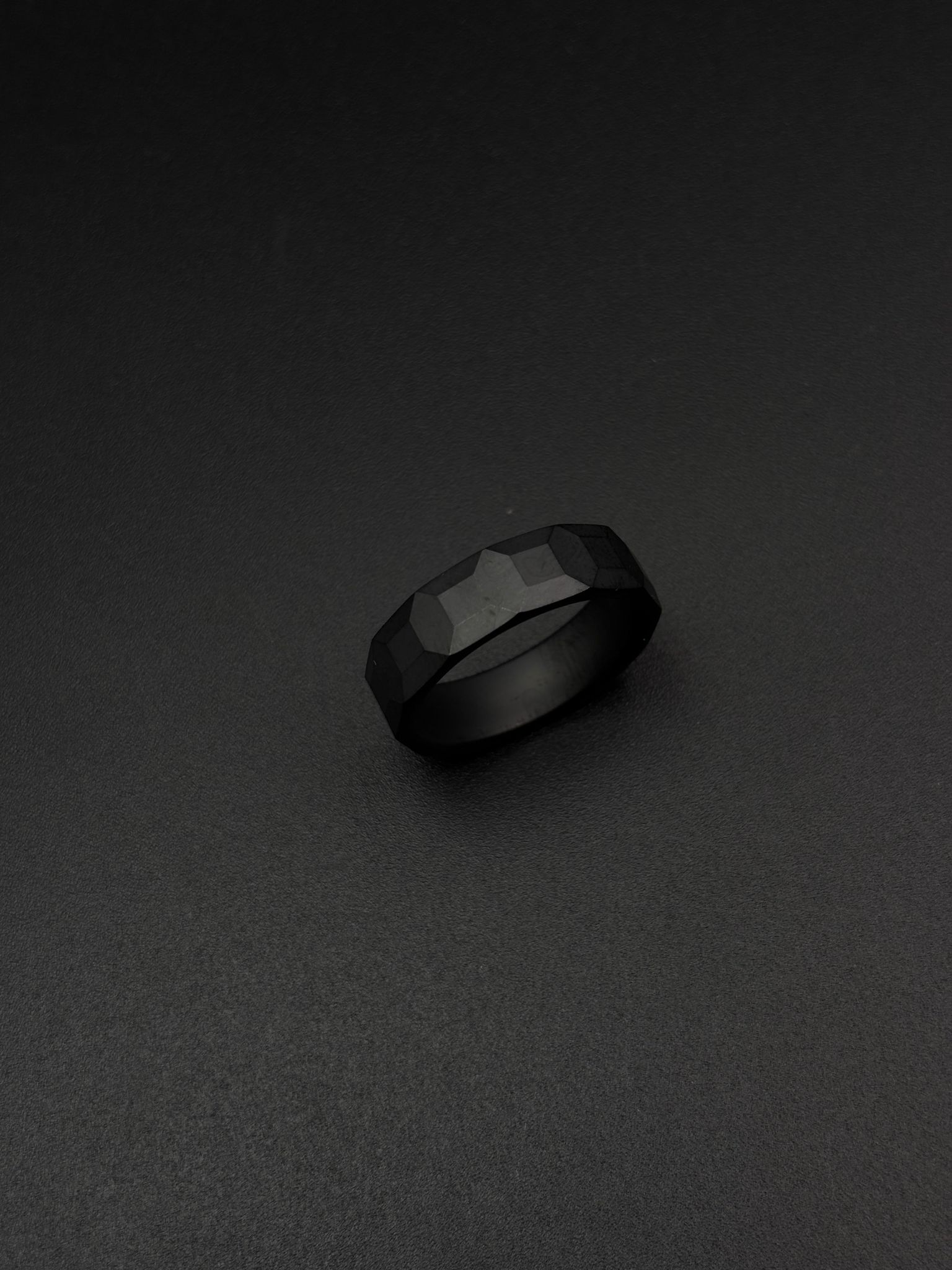 Mosaic Matt Finish Black Ceramic Ring-9