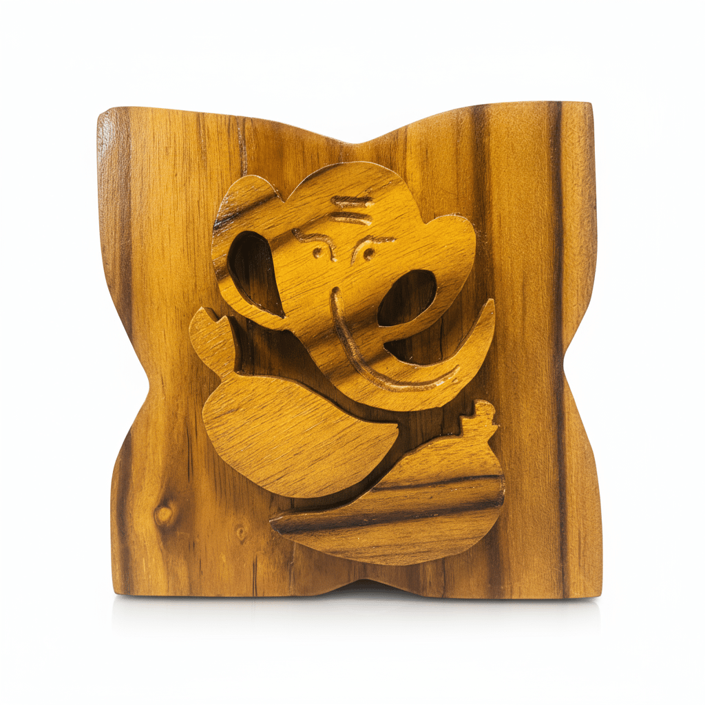 Handcrafted Teak Wood Ganesha Showpiece