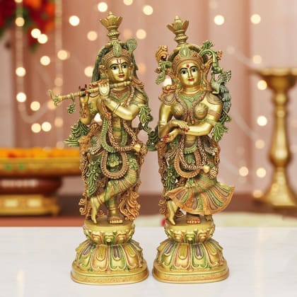 Brass Radha Krishna God Idol Statue � Traditional Temple Decor, Height : 36 Inch (BSMAS1815)