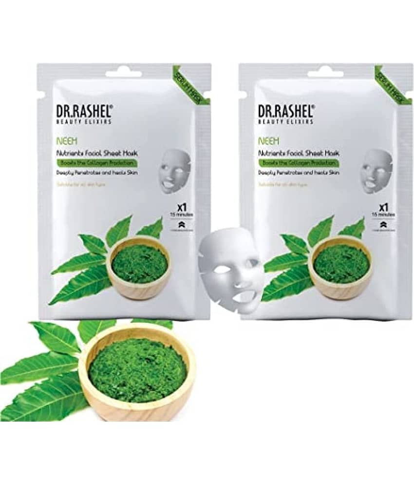 DR RASHEL Neem Sheet Mask for Deep Hydration Suits All Skin Types 20 gm each ( Pack of 2)