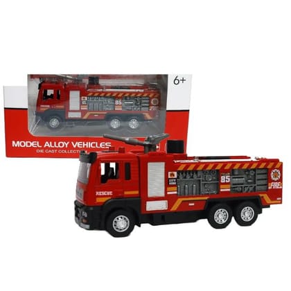 Fire Truck Toy with Water Pump, Pullback Action, Lights, Sounds and Action Figure (Red Colour)