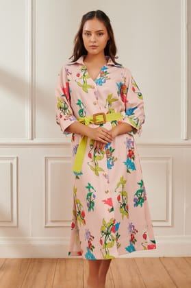 BUBBLEGUM printed formal dress-PEACH FLORAL PRINT / M