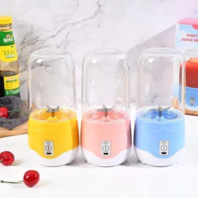 Portable Electric Mini Juice Maker | Blender Grinder Mixer Usb Rechargeable Mini Juicer Blender For Smoothies, Juice And Shakes With 4 Powerful Blades (Random Colour)