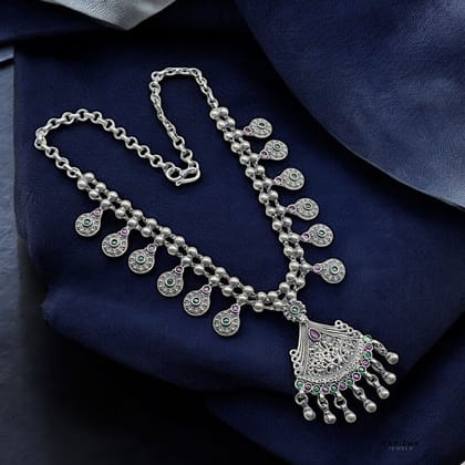 925 Real Serling Silver handmade Vintage Look Indian women Necklace 24"