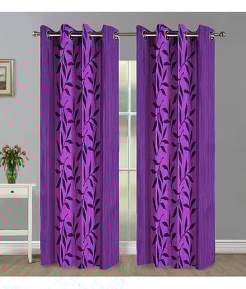 Home Candy Set of 2 Door Semi-Transparent Eyelet Polyester Purple Curtains ( 213 x 120 cm )