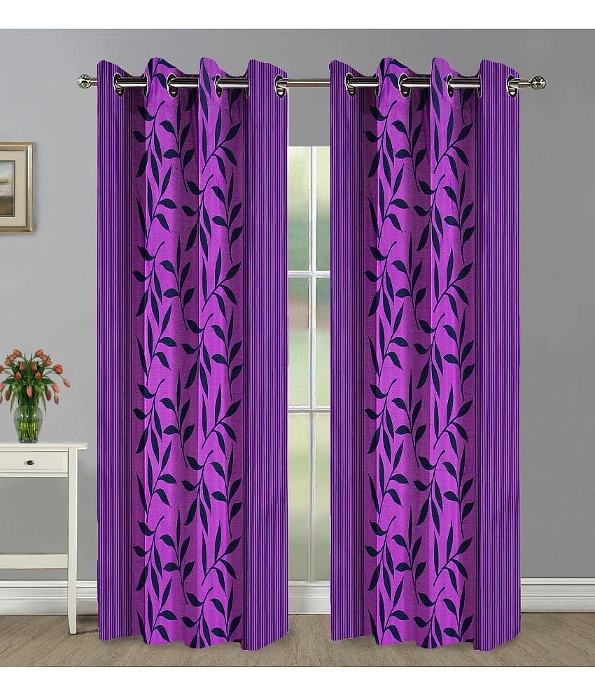 Home Candy Set of 2 Door Semi-Transparent Eyelet Polyester Purple Curtains ( 213 x 120 cm )