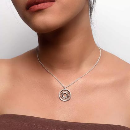 Apollo Sun Pendant Necklace-Silver