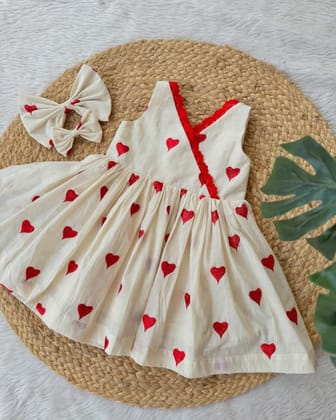 Comfy Embroidery Work on Pure Khadi Cotton Fabric Kids Frock-White / 0-3 Month