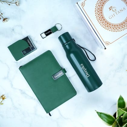 Unique Personalized Gift - Diary, Bottle, Card Holder & Keychain Set