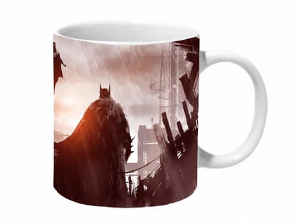 Multicolor Batman And Superman Shadows Ceramic Mug