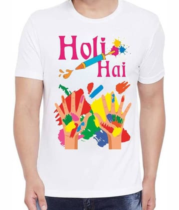 PrintMall Polyester Regular Fit Printed Half Sleeves Men's Round T-Shirt - White ( Pack of 1 )