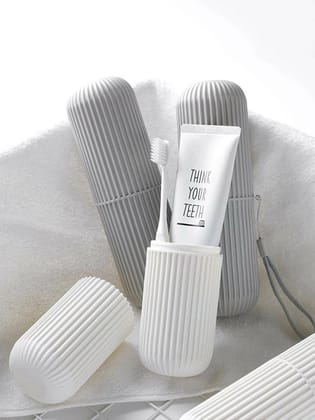 Capsule Shape Plastic Portable Toothbrush Case Holder (Multicolor) ( Pack Of 4 Pcs )