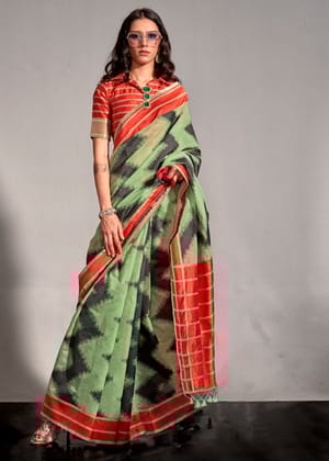 Summer Green Woven Soft Silk Saree