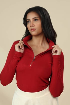 Bamboo Quarter Zip Top-XS