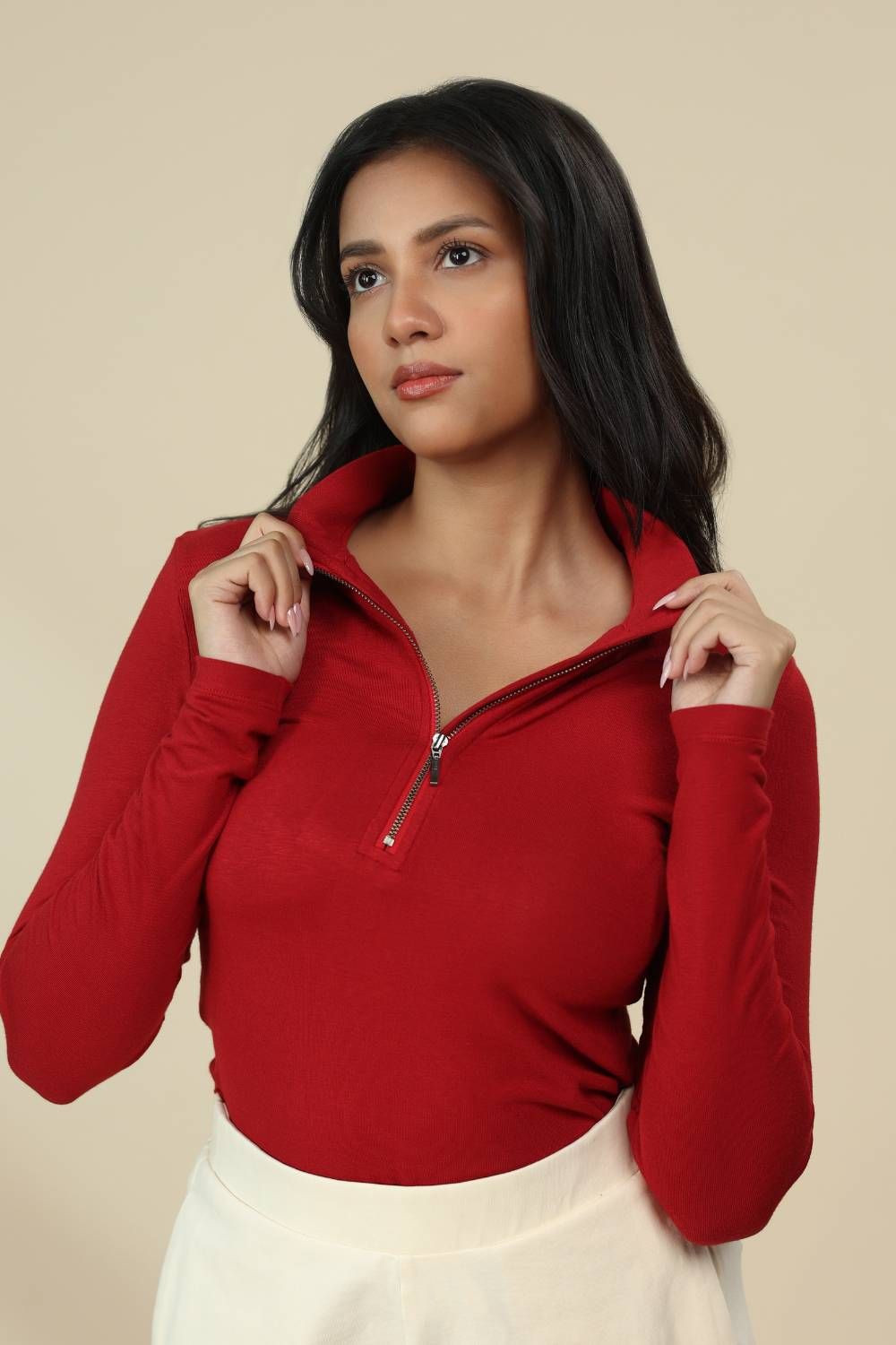 Bamboo Quarter Zip Top-XS