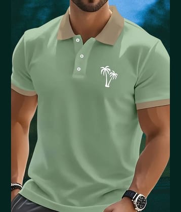 TAZO Men Cotton Blend Regular Fit Solid Polo T Shirt ( Green )