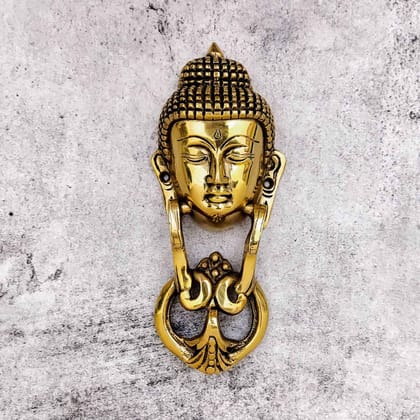 Brass Buddha Door Knocker - 8 inch Height | Serene Brass Knocker for Spiritual Door Decor