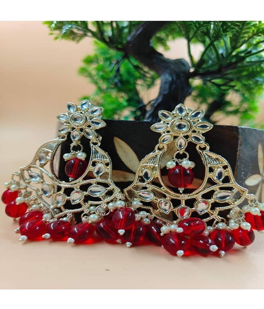 Jiyanshi fashion Red Chandbalis Earrings ( Pack of 1 )