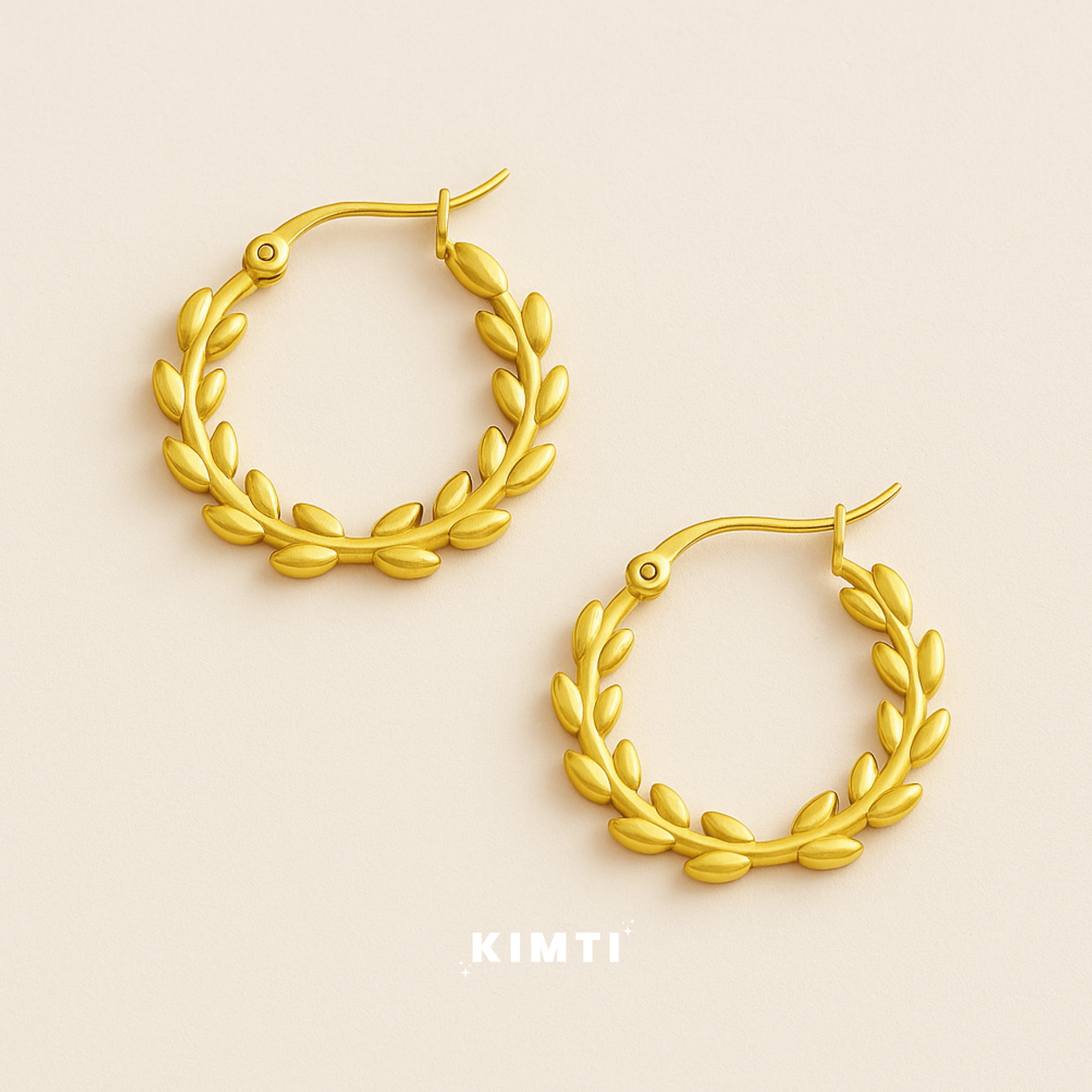 18k Gold Plated Oliver Leaf Anti Tarnish Hoop Earring