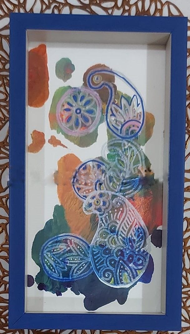 Kalakrishta Multicolor Abstract Serving Tray