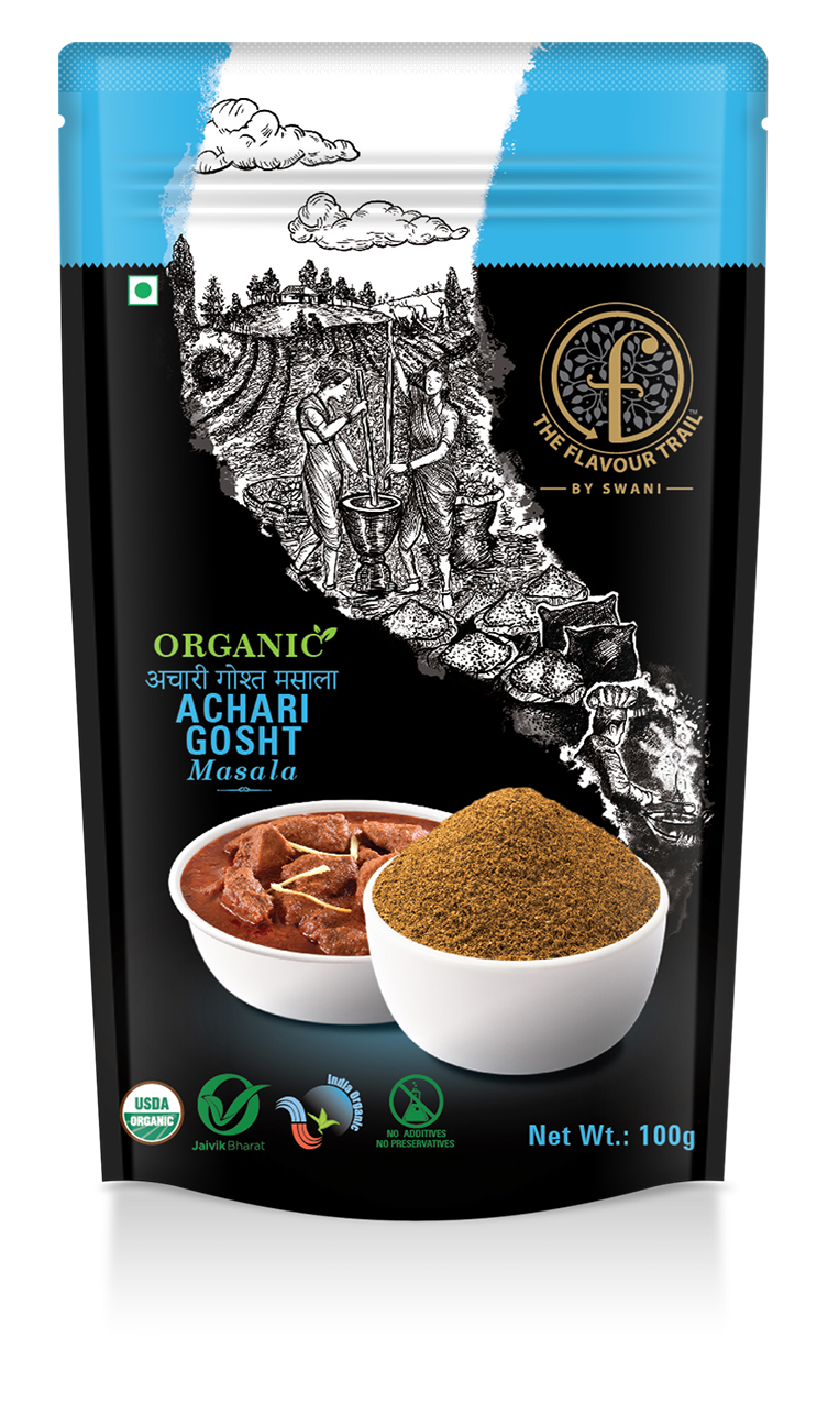 The Flavour Trail - Organic Achari Gosht Masala/ Tangy Achari Masala/ Veg Non-Veg Masala, 100 gm | Organically Farmed | Hygienically Processed | Pesticide-Free