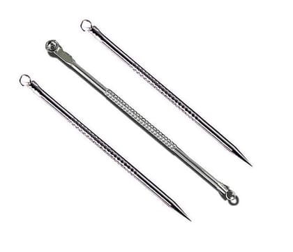 Elecsera Stainless Steel Blackhead Remover Needle Round & Two Pointed Tip (Pack Of 3)