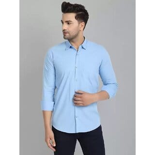 (Pack of 1) Baleshwar Mens Casual Shirt  Slim Fit, Blue, Comfortable Cotton Blend