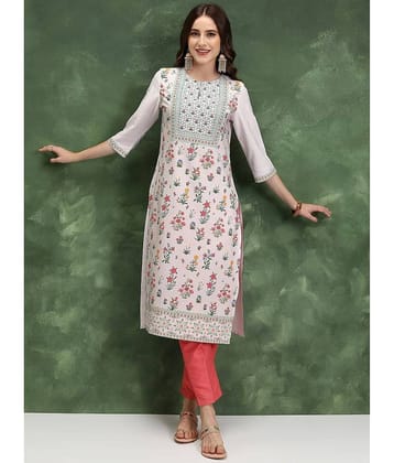 Ketch Polyester Printed Straight Women's Kurti - Off White ( Pack of 1 )
