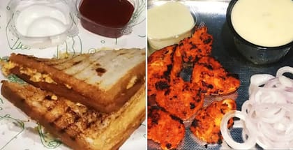 1 x Chicken Pizza Sandwich [2 Slices, Serves 1], 1 x Boneless Chicken Roast [ 5 Tikka Pieces] With Butter Mini Combo