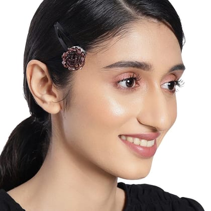 Brown Beaded Tic Tac Hair Clip