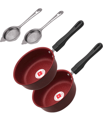 LAZYWINDOW Sauce & Tea Stainer Maroon Hard Anodised Non-Stick Cookware Sets ( Set of 1 )