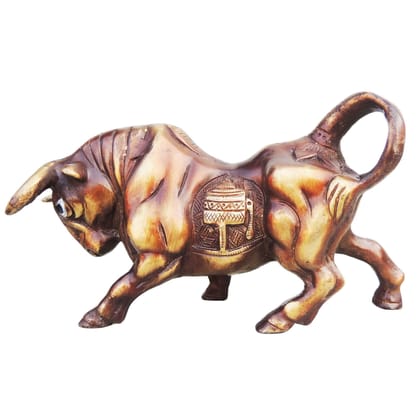 Brass Running Bull Statue | Vastu Strength Decor, Height : 4.5 Inch (BSMAS918 B)