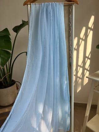 Chiffon Dupatta With Mukaish work - Blue