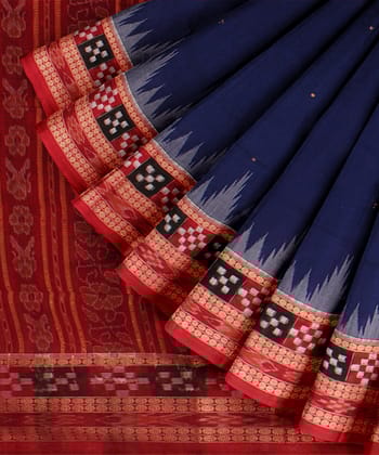Royal Blue Red Cotton Handloom Sambalpuri Saree Royal Blue Red Cotton Handloom Sambalpuri Saree