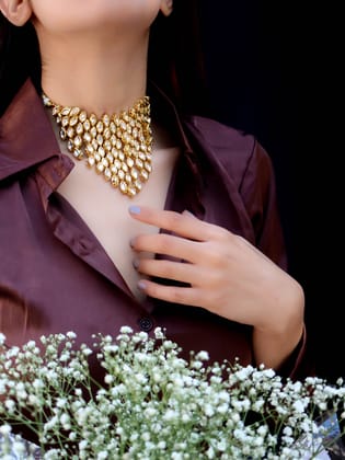 Maram Kundan Choker Necklace-Gold