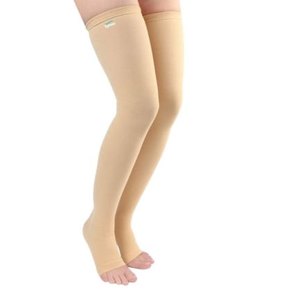 Tynor I15 Compression Stocking Mid Thigh Classic (Pair)-Beige / Small