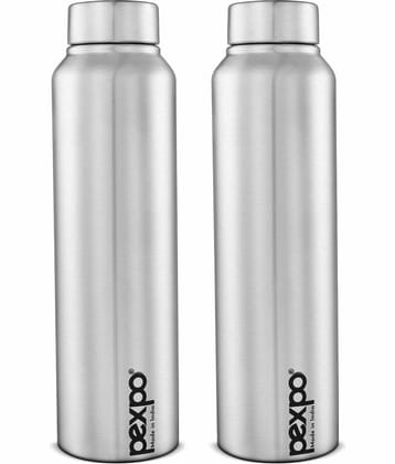 PEXPO 1000 ml Stainless Steel Fridge Water Bottle (Set of 2, Black, Chromo)