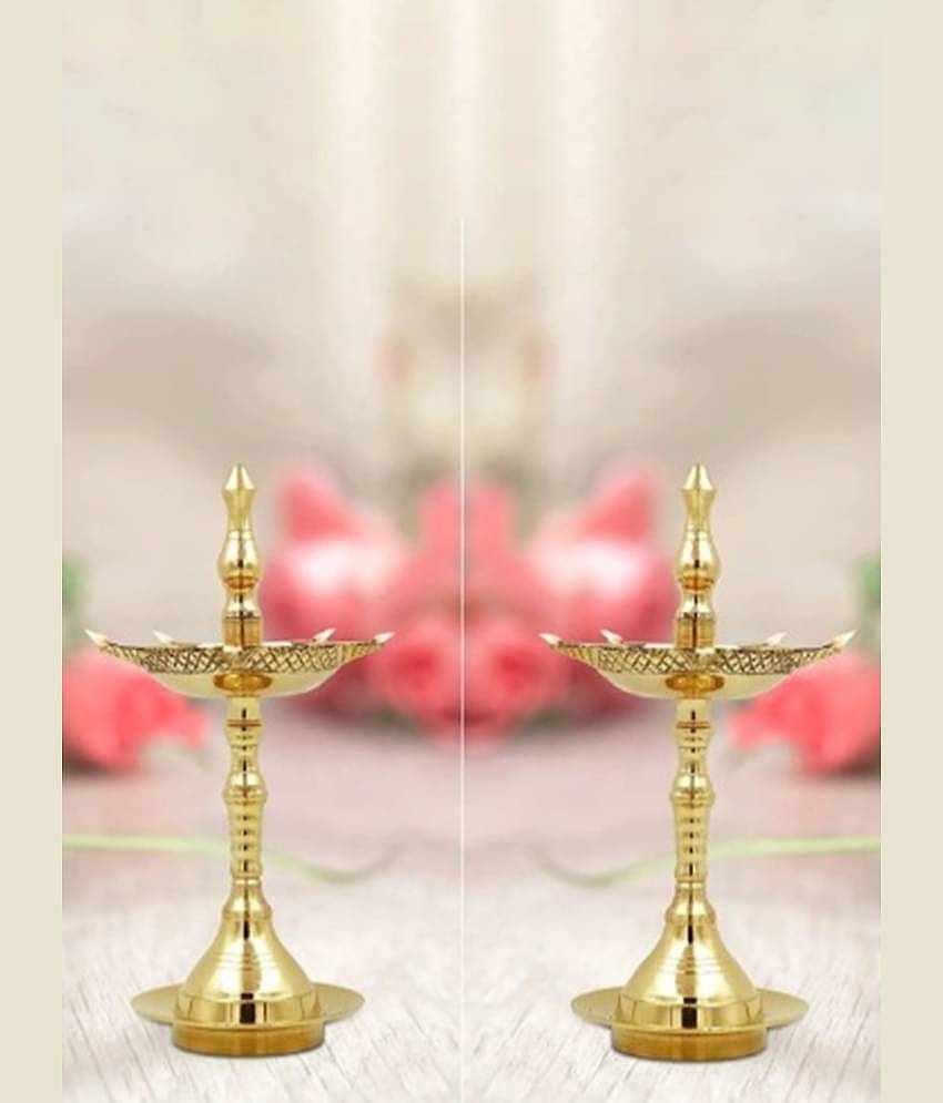 FASHION BIZZ Brass Floor Diya - Pack of 2