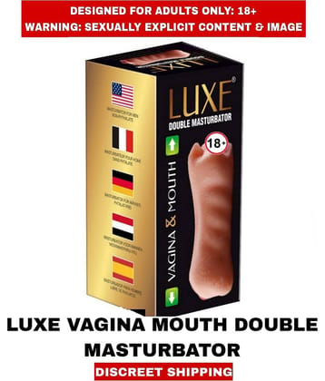 Premium Realistic Real Feel L U X E 2in1 Pocket Pussy Vagina and Mouth Double Side Silicon Satisfier For Men