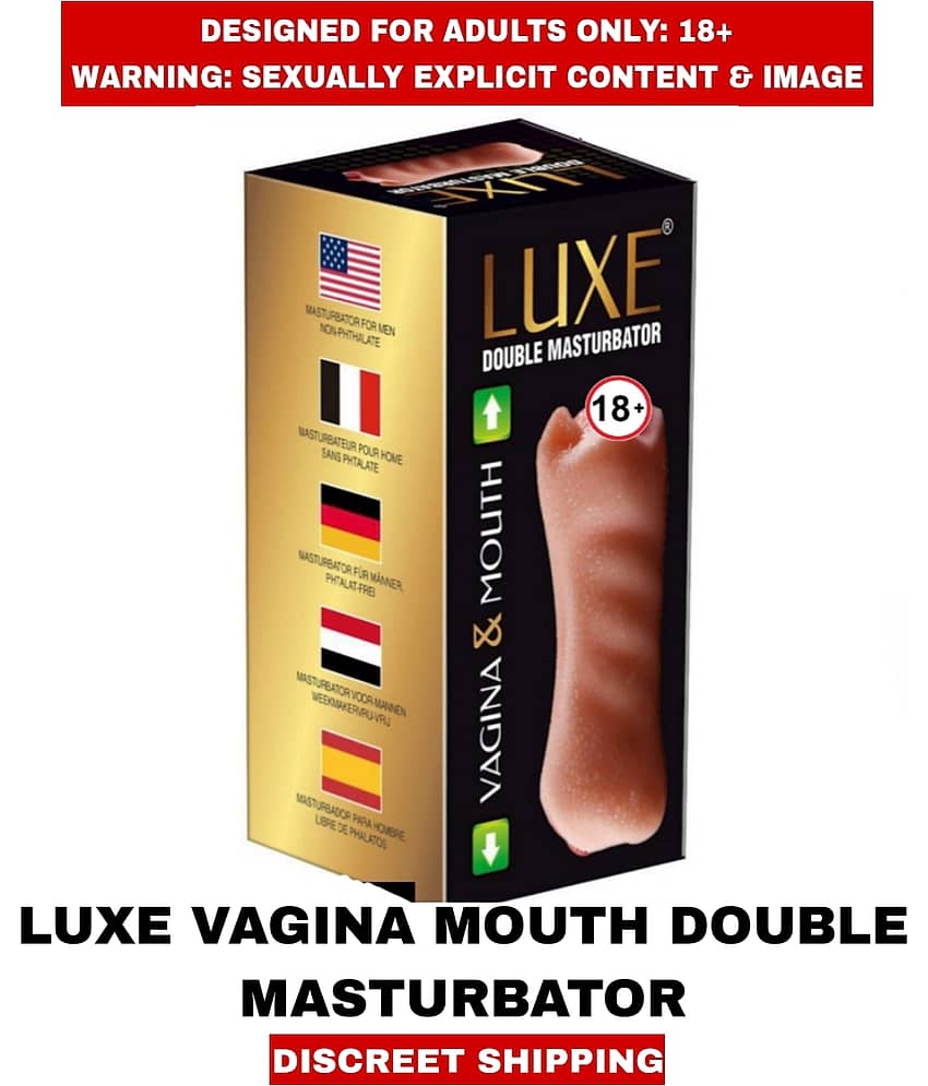 Premium Realistic Real Feel L U X E 2in1 Pocket Pussy Vagina and Mouth Double Side Silicon Satisfier For Men