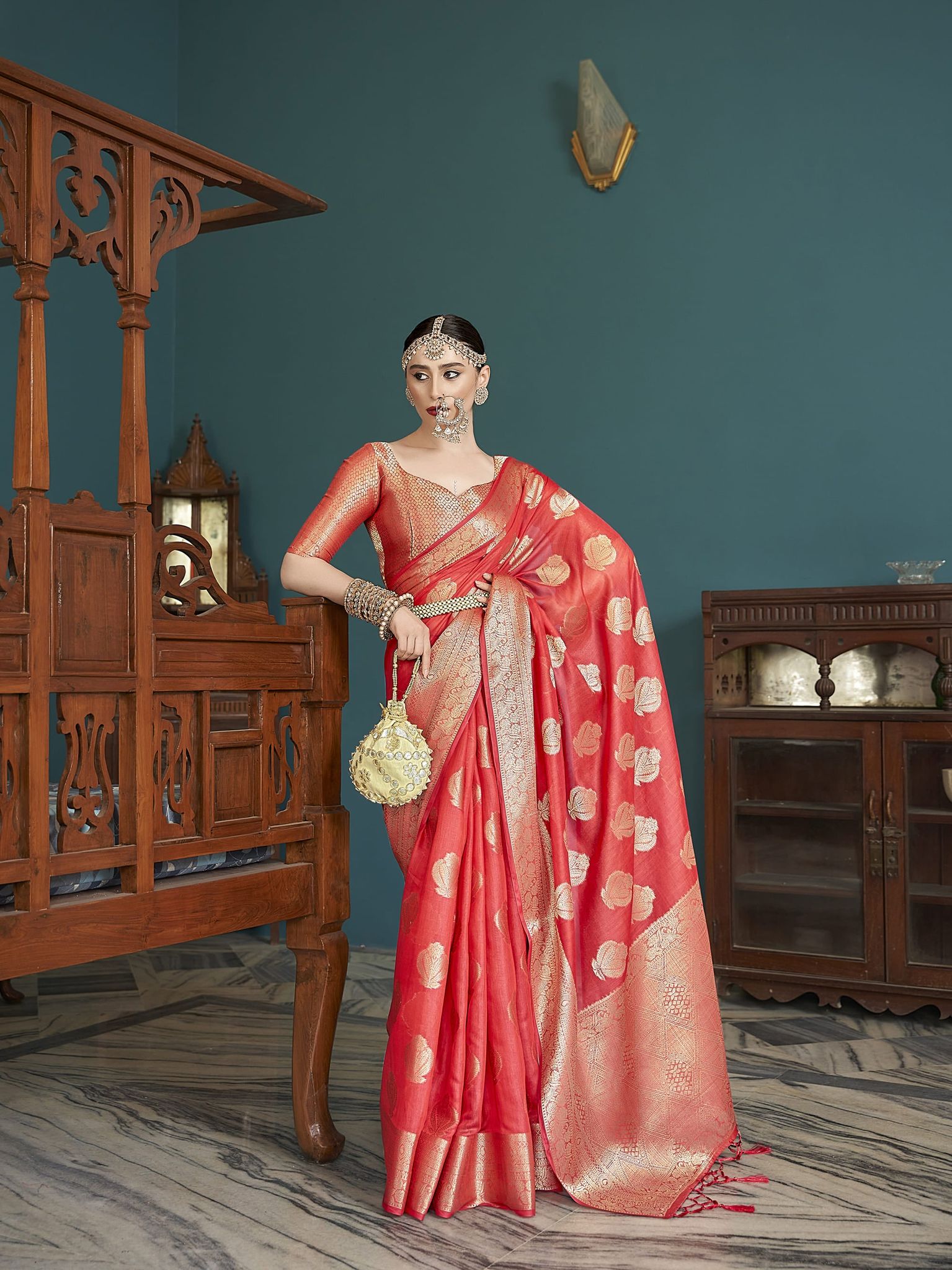 Red Banarasi  Silk Saree