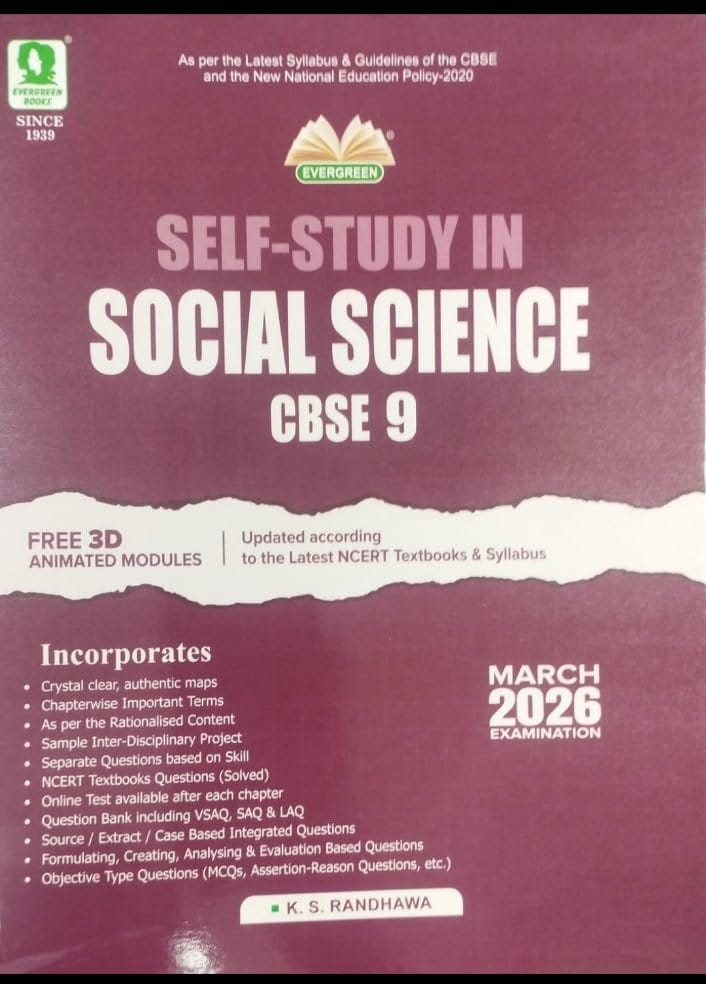 Evergreen Self Study In Social Science: For 2026 Examinations (Class 9) Paperback – 1 January 2026